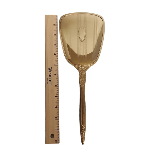 Vintage Gold Fine‎ Decorative Etching and Medallion on the center of mirror back - Picture 10 of 13